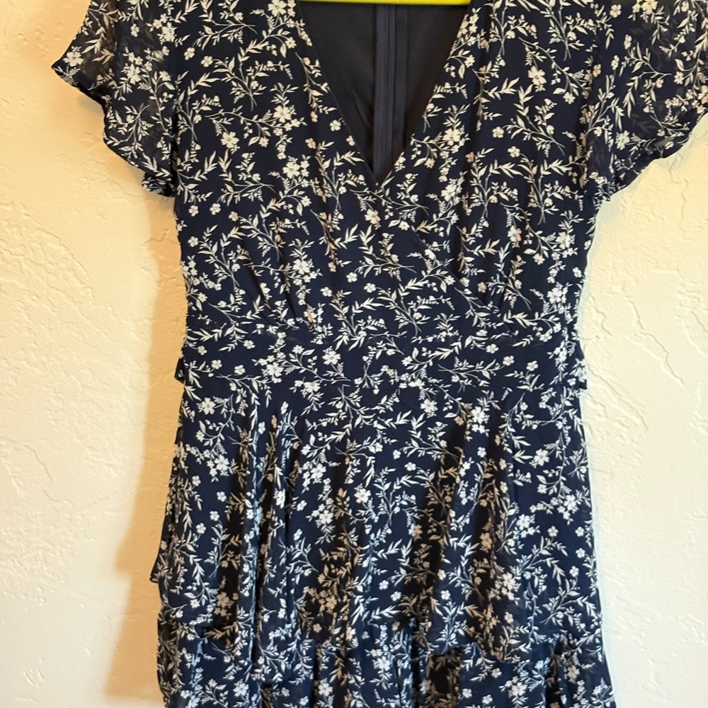 Blue Rain Navy and White Floral Mini Dress